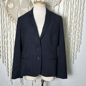Jenni Kayne Navy Pinstripe Wool Blazer Size 10